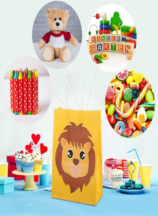 BeFunky 12 Pack Jungle Animal Themed Candy Goodie Gift Bags, Kraft Paper Treat Bags with Handles for Baby Shower Kids Birthday Party Safari Favors - Image 5